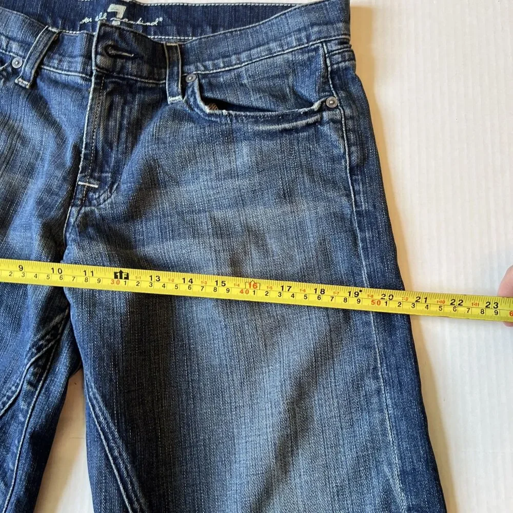 7 For All Mankind Women's Size 30 Blue Denim Wide Leg Long Jean Shorts